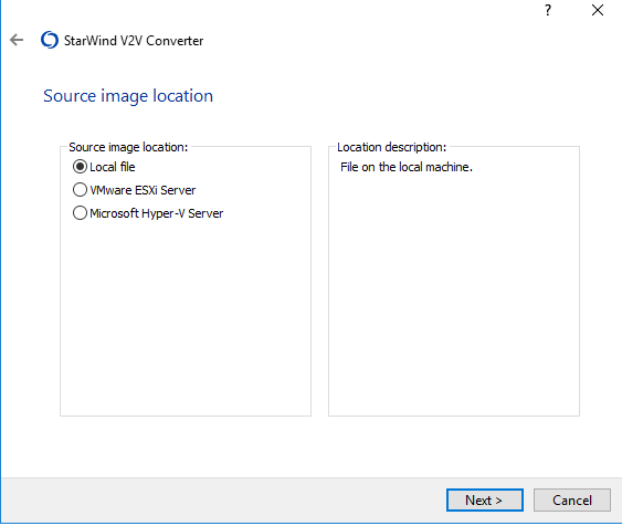 StarWind V2V Converter view