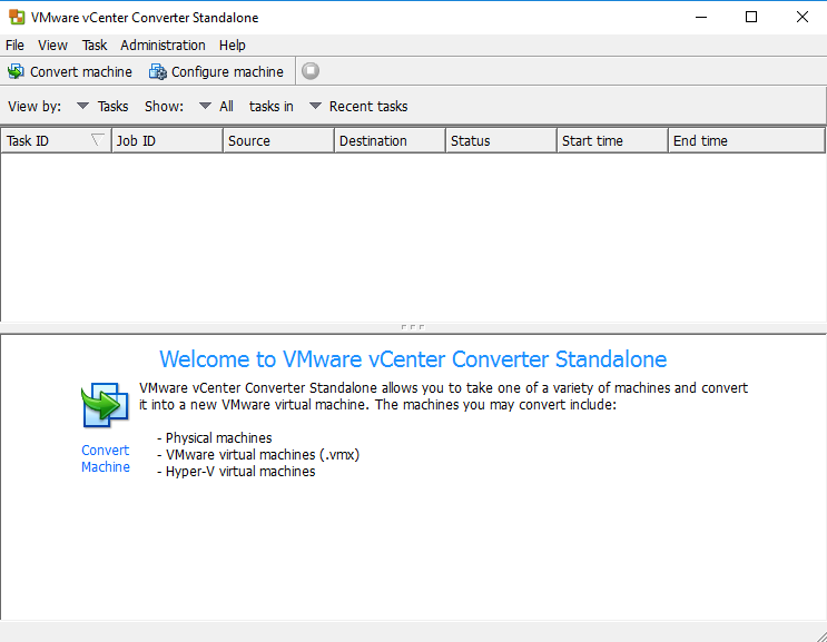 VMware vCenter Converter Standalone view