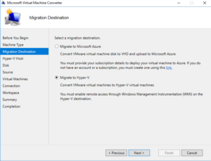 Microsoft Virtual Machine Converter view