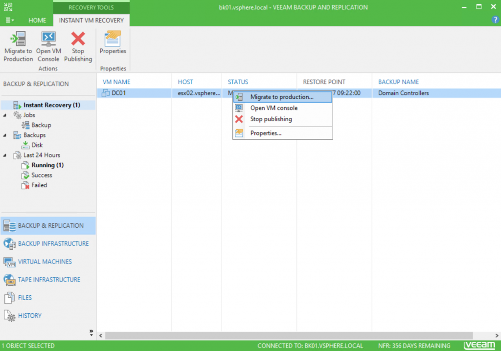 Veeam Backup and Replication recovery tools
