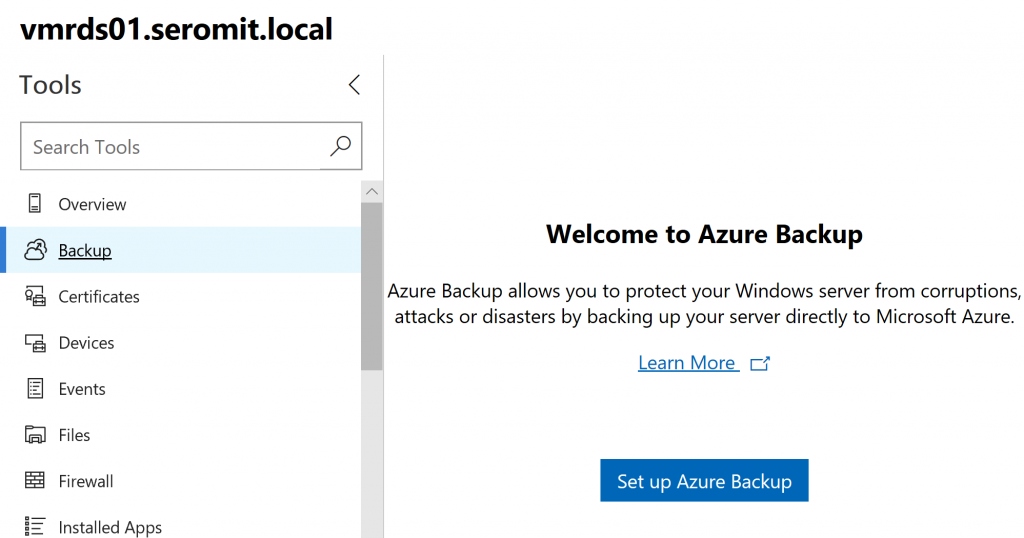 Configure Azure Backup