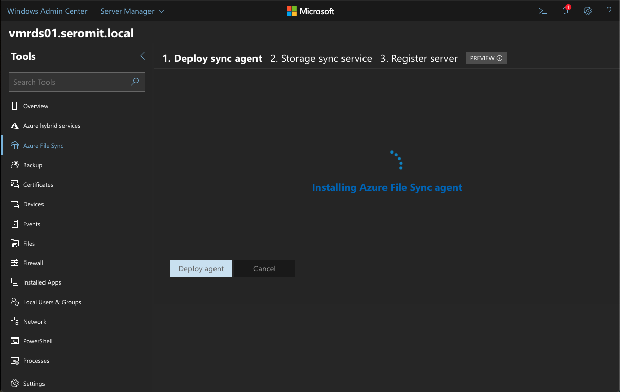 Setting Up Azure File Sync in Windows Admin Center