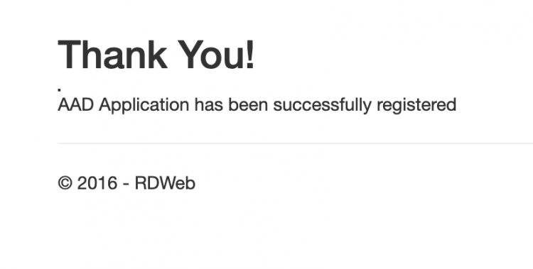 Application has been succesfully registered 