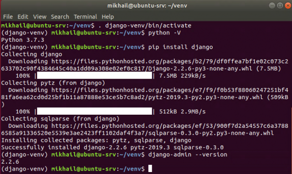 Как узнать версию django ubuntu