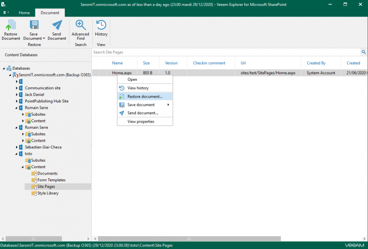 Restore Microsoft Office 365 Data from Veeam Backup