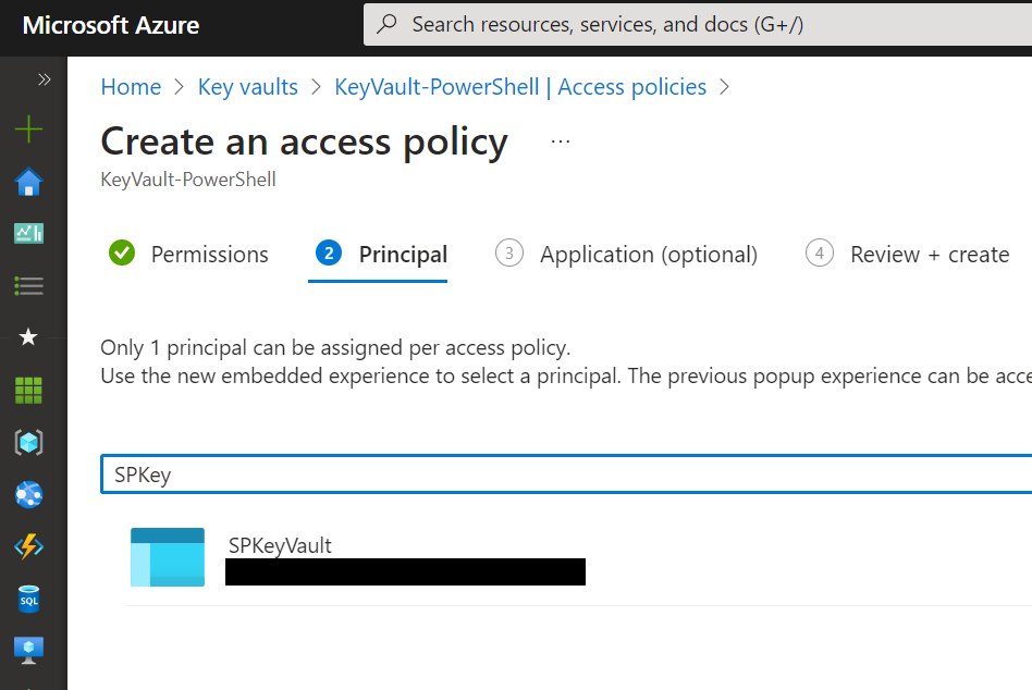 Apply the policy to the Service Principal previously created