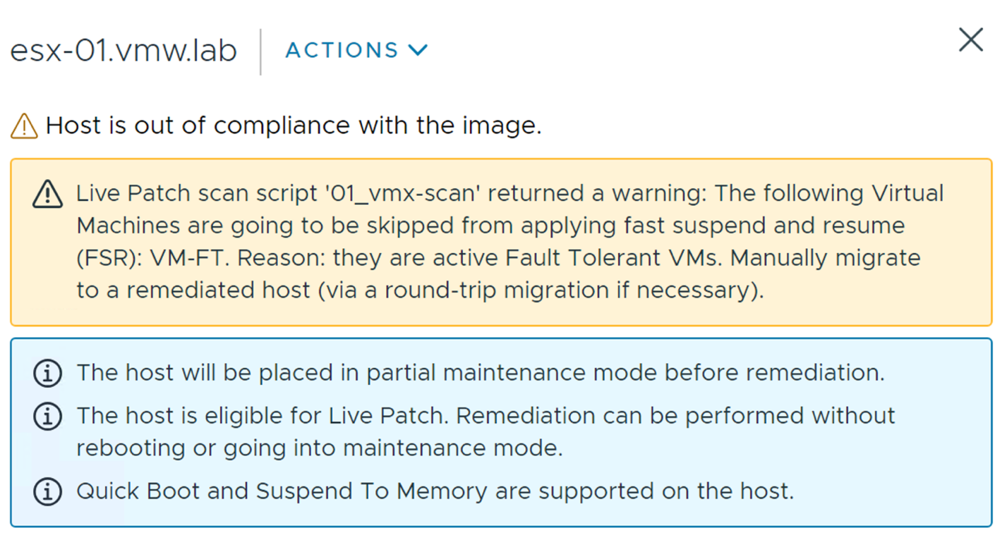 You can also run a compliance scan in vSphere Lifecycle Manager