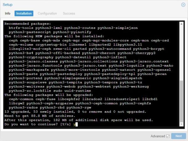 Type y then press Enter to install the Ceph service
