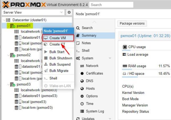 create a new VM and specify the new storage accordingly