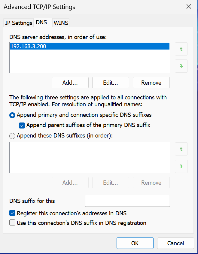 Register this connection's address in DNS