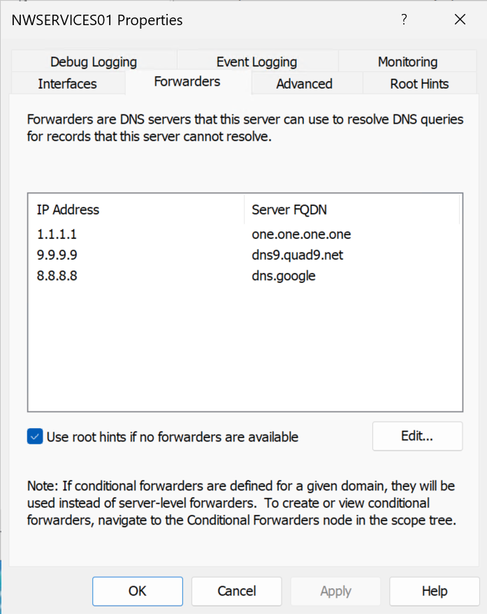 In your DNS server properties, configure some Forwarders so you are not dependent on the Root Hints servers