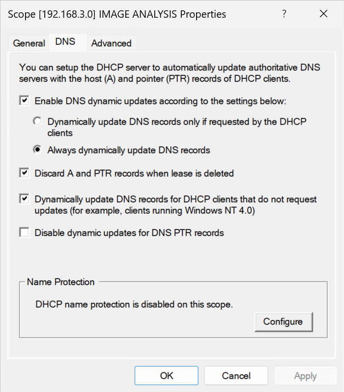 The DNS settings on the DHCP scope make DHCP update the DNS records dynamically regardless of whether