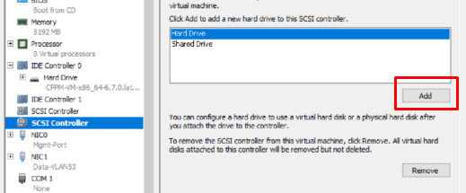 Under the SCSI Controller you just added, select Hard Drive and click Add