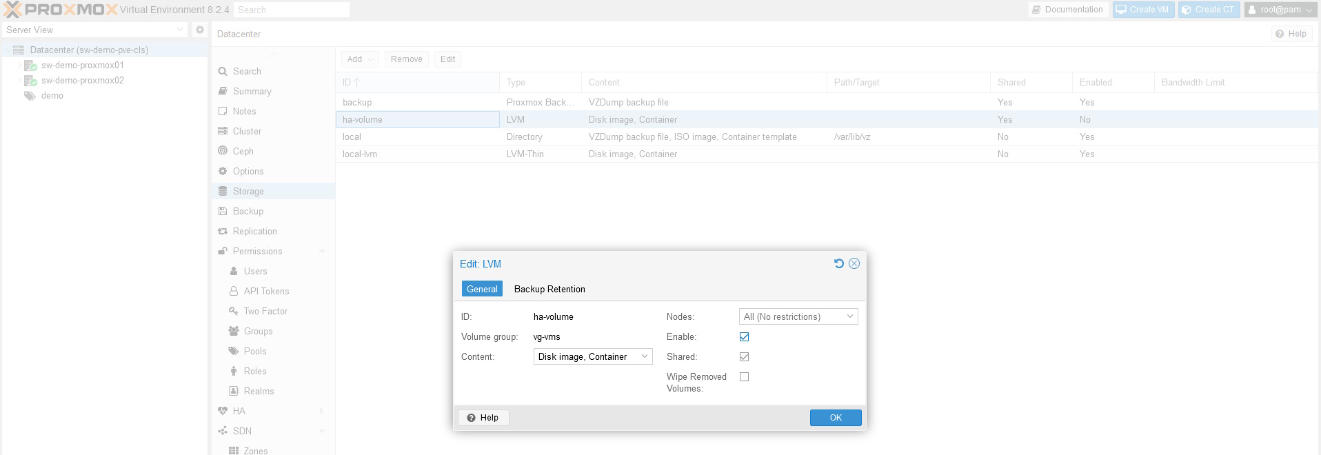 Add LVM to Proxmox Cluster