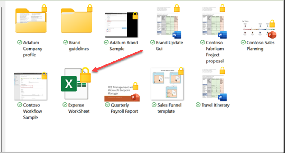 Lock icon designates the folder is encrypted with personal data encryption (PDE)